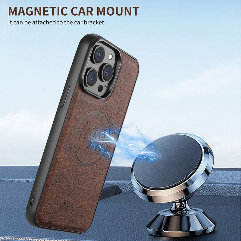 ChubbyArmor LuxeFlip - 2-in-1 Magnetic Leather Case with Detachable Wallet - Magsafe Compatible Flip Stand