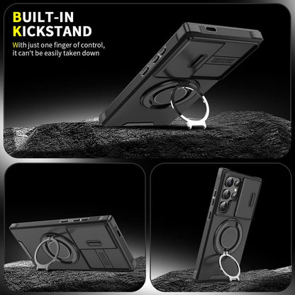 Shockproof Magnetic Samsung Case with Camera Cover & Kickstand